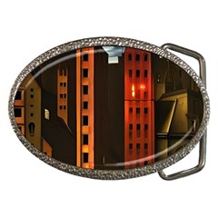 Sci-fi Futuristic Science Fiction City Neon Scene Artistic Technology Machine Fantasy Gothic Town Bu Belt Buckles by Posterlux