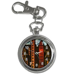 Sci-fi Futuristic Science Fiction City Neon Scene Artistic Technology Machine Fantasy Gothic Town Bu Key Chain Watches by Posterlux