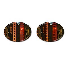 Sci-fi Futuristic Science Fiction City Neon Scene Artistic Technology Machine Fantasy Gothic Town Bu Cufflinks (oval) by Posterlux