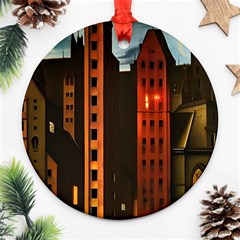 Sci-fi Futuristic Science Fiction City Neon Scene Artistic Technology Machine Fantasy Gothic Town Bu Round Ornament (two Sides)