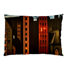 Sci-fi Futuristic Science Fiction City Neon Scene Artistic Technology Machine Fantasy Gothic Town Bu Pillow Case by Posterlux