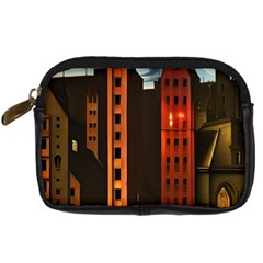 Sci-fi Futuristic Science Fiction City Neon Scene Artistic Technology Machine Fantasy Gothic Town Bu Digital Camera Leather Case by Posterlux