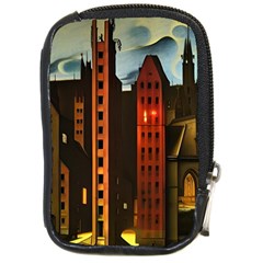 Sci-fi Futuristic Science Fiction City Neon Scene Artistic Technology Machine Fantasy Gothic Town Bu Compact Camera Leather Case by Posterlux