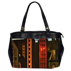 Sci-fi Futuristic Science Fiction City Neon Scene Artistic Technology Machine Fantasy Gothic Town Bu Oversize Office Handbag (2 Sides)