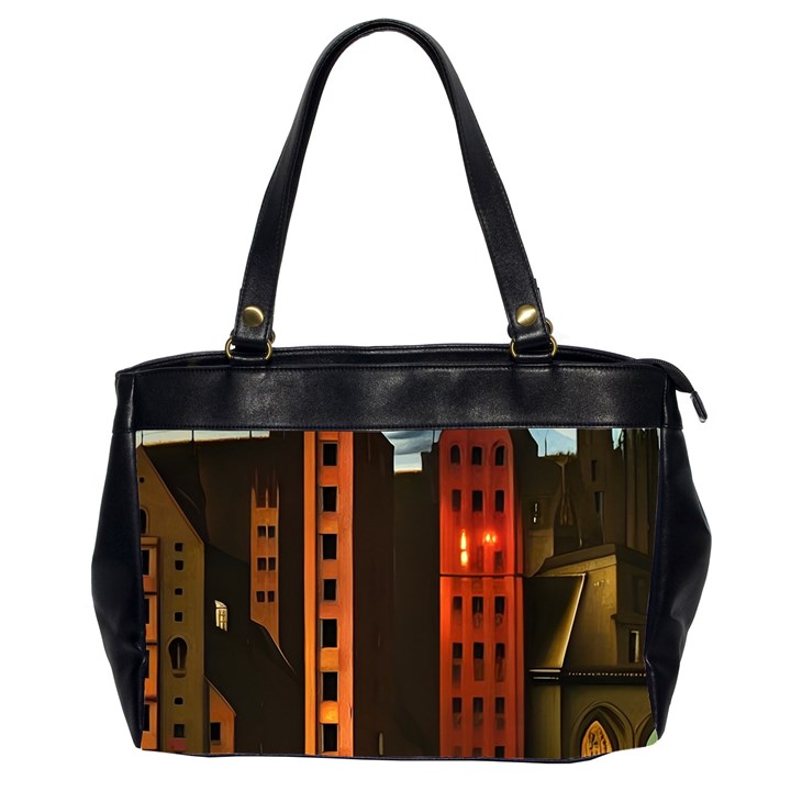 Sci-fi Futuristic Science Fiction City Neon Scene Artistic Technology Machine Fantasy Gothic Town Bu Oversize Office Handbag (2 Sides)