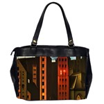 Sci-fi Futuristic Science Fiction City Neon Scene Artistic Technology Machine Fantasy Gothic Town Bu Oversize Office Handbag (2 Sides) Back