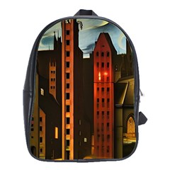 Sci-fi Futuristic Science Fiction City Neon Scene Artistic Technology Machine Fantasy Gothic Town Bu School Bag (xl)