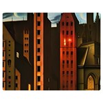 Sci-fi Futuristic Science Fiction City Neon Scene Artistic Technology Machine Fantasy Gothic Town Bu Two Sides Premium Plush Fleece Blanket (Teen Size) 60 x50  Blanket Back