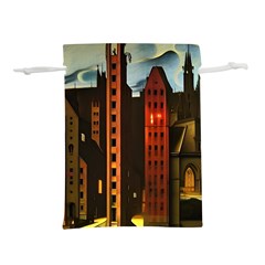 Sci-fi Futuristic Science Fiction City Neon Scene Artistic Technology Machine Fantasy Gothic Town Bu Lightweight Drawstring Pouch (l) by Posterlux