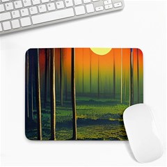 Outdoors Night Moon Full Moon Trees Setting Scene Forest Woods Light Moonlight Nature Wilderness Lan Small Mousepad by Posterlux