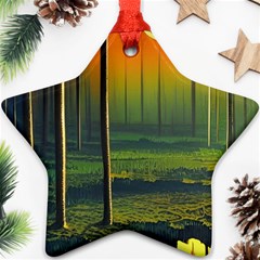 Outdoors Night Moon Full Moon Trees Setting Scene Forest Woods Light Moonlight Nature Wilderness Lan Ornament (star)