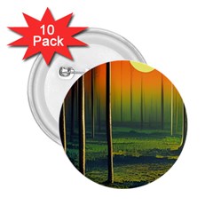 Outdoors Night Moon Full Moon Trees Setting Scene Forest Woods Light Moonlight Nature Wilderness Lan 2 25  Buttons (10 Pack) 