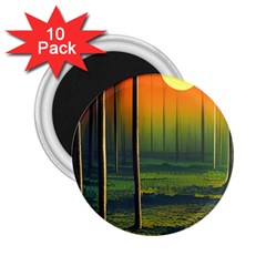 Outdoors Night Moon Full Moon Trees Setting Scene Forest Woods Light Moonlight Nature Wilderness Lan 2 25  Magnets (10 Pack)  by Posterlux