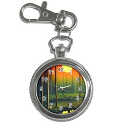 Outdoors Night Moon Full Moon Trees Setting Scene Forest Woods Light Moonlight Nature Wilderness Lan Key Chain Watches by Posterlux