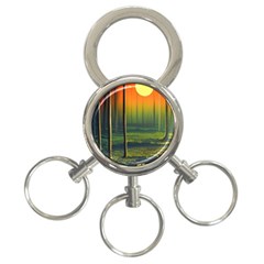 Outdoors Night Moon Full Moon Trees Setting Scene Forest Woods Light Moonlight Nature Wilderness Lan 3-ring Key Chain by Posterlux