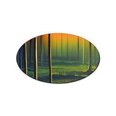 Outdoors Night Moon Full Moon Trees Setting Scene Forest Woods Light Moonlight Nature Wilderness Lan Sticker Oval (10 Pack) by Posterlux