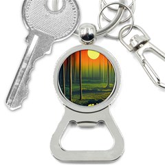 Outdoors Night Moon Full Moon Trees Setting Scene Forest Woods Light Moonlight Nature Wilderness Lan Bottle Opener Key Chain by Posterlux