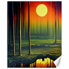 Outdoors Night Moon Full Moon Trees Setting Scene Forest Woods Light Moonlight Nature Wilderness Lan Canvas 16  X 20  by Posterlux