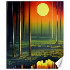 Outdoors Night Moon Full Moon Trees Setting Scene Forest Woods Light Moonlight Nature Wilderness Lan Canvas 20  X 24 