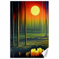 Outdoors Night Moon Full Moon Trees Setting Scene Forest Woods Light Moonlight Nature Wilderness Lan Canvas 20  X 30  by Posterlux