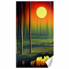 Outdoors Night Moon Full Moon Trees Setting Scene Forest Woods Light Moonlight Nature Wilderness Lan Canvas 40  X 72  by Posterlux