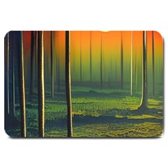 Outdoors Night Moon Full Moon Trees Setting Scene Forest Woods Light Moonlight Nature Wilderness Lan Large Doormat by Posterlux