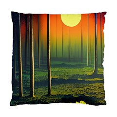 Outdoors Night Moon Full Moon Trees Setting Scene Forest Woods Light Moonlight Nature Wilderness Lan Standard Cushion Case (two Sides) by Posterlux