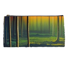 Outdoors Night Moon Full Moon Trees Setting Scene Forest Woods Light Moonlight Nature Wilderness Lan Pencil Case by Posterlux