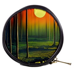 Outdoors Night Moon Full Moon Trees Setting Scene Forest Woods Light Moonlight Nature Wilderness Lan Mini Makeup Bag