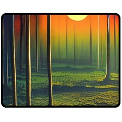 Outdoors Night Moon Full Moon Trees Setting Scene Forest Woods Light Moonlight Nature Wilderness Lan Fleece Blanket (medium)