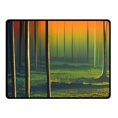 Outdoors Night Moon Full Moon Trees Setting Scene Forest Woods Light Moonlight Nature Wilderness Lan Fleece Blanket (small) by Posterlux