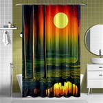 Outdoors Night Moon Full Moon Trees Setting Scene Forest Woods Light Moonlight Nature Wilderness Lan Shower Curtain 48  x 72  (Small)  Curtain(48  X 72 )