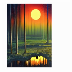 Outdoors Night Moon Full Moon Trees Setting Scene Forest Woods Light Moonlight Nature Wilderness Lan Large Garden Flag (two Sides) by Posterlux