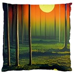 Outdoors Night Moon Full Moon Trees Setting Scene Forest Woods Light Moonlight Nature Wilderness Lan Large Cushion Case (One Side) Front