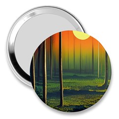 Outdoors Night Moon Full Moon Trees Setting Scene Forest Woods Light Moonlight Nature Wilderness Lan 3  Handbag Mirrors