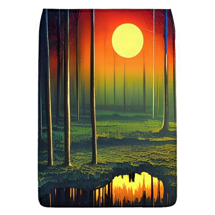 Outdoors Night Moon Full Moon Trees Setting Scene Forest Woods Light Moonlight Nature Wilderness Lan Removable Flap Cover (L)