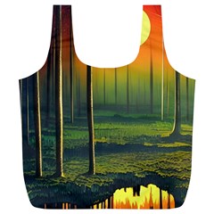 Outdoors Night Moon Full Moon Trees Setting Scene Forest Woods Light Moonlight Nature Wilderness Lan Full Print Recycle Bag (xl)