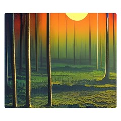 Outdoors Night Moon Full Moon Trees Setting Scene Forest Woods Light Moonlight Nature Wilderness Lan Two Sides Premium Plush Fleece Blanket (kids Size)