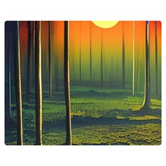 Outdoors Night Moon Full Moon Trees Setting Scene Forest Woods Light Moonlight Nature Wilderness Lan Two Sides Premium Plush Fleece Blanket (teen Size)