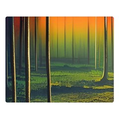 Outdoors Night Moon Full Moon Trees Setting Scene Forest Woods Light Moonlight Nature Wilderness Lan Two Sides Premium Plush Fleece Blanket (large)