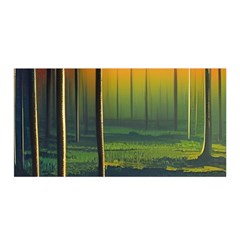 Outdoors Night Moon Full Moon Trees Setting Scene Forest Woods Light Moonlight Nature Wilderness Lan Satin Wrap 35  X 70  by Posterlux