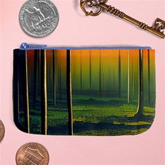 Outdoors Night Moon Full Moon Trees Setting Scene Forest Woods Light Moonlight Nature Wilderness Lan Large Coin Purse