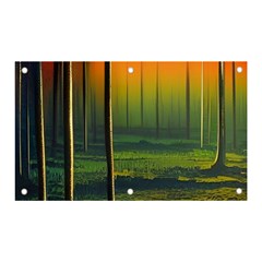 Outdoors Night Moon Full Moon Trees Setting Scene Forest Woods Light Moonlight Nature Wilderness Lan Banner And Sign 5  X 3  by Posterlux