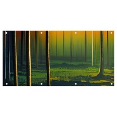 Outdoors Night Moon Full Moon Trees Setting Scene Forest Woods Light Moonlight Nature Wilderness Lan Banner And Sign 8  X 4  by Posterlux