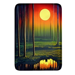 Outdoors Night Moon Full Moon Trees Setting Scene Forest Woods Light Moonlight Nature Wilderness Lan Rectangular Glass Fridge Magnet (4 Pack) by Posterlux