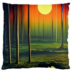 Outdoors Night Moon Full Moon Trees Setting Scene Forest Woods Light Moonlight Nature Wilderness Lan 16  Baby Flannel Cushion Case (two Sides) by Posterlux