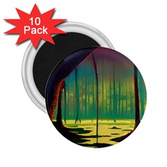 Nature Swamp Water Sunset Spooky Night Reflections Bayou Lake 2 25  Magnets (10 Pack) 