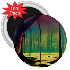 Nature Swamp Water Sunset Spooky Night Reflections Bayou Lake 3  Magnets (100 Pack) by Posterlux