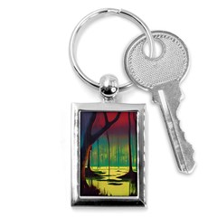 Nature Swamp Water Sunset Spooky Night Reflections Bayou Lake Key Chain (rectangle)