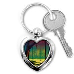 Nature Swamp Water Sunset Spooky Night Reflections Bayou Lake Key Chain (Heart) Front